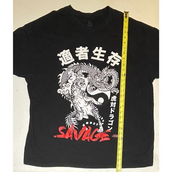 VTG Style Tiger vs Dragon Graphic T Savage Kanji Shirt Black XXL Streetwear Punk - Picture 6 of 8